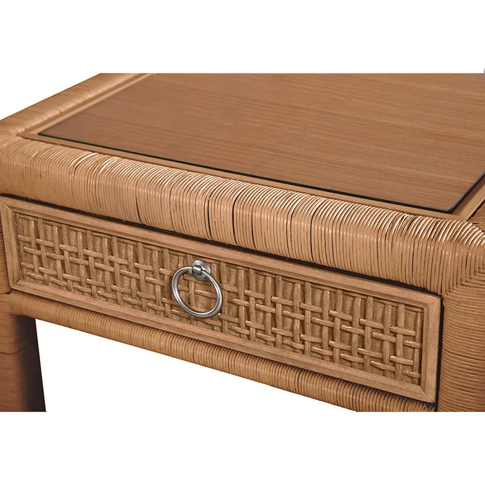 Kalea Woven Rattan Nightstand - Brown