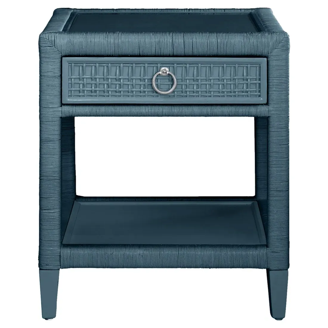 Kalea Woven Rattan Nightstand - Dark Blue image