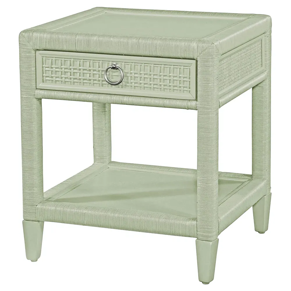 Kalea Woven Rattan Nightstand - Green