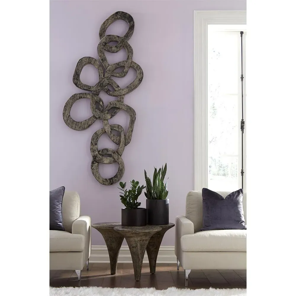 Kalina Chain Wall Sculpture - Grey, Chamcha Wood