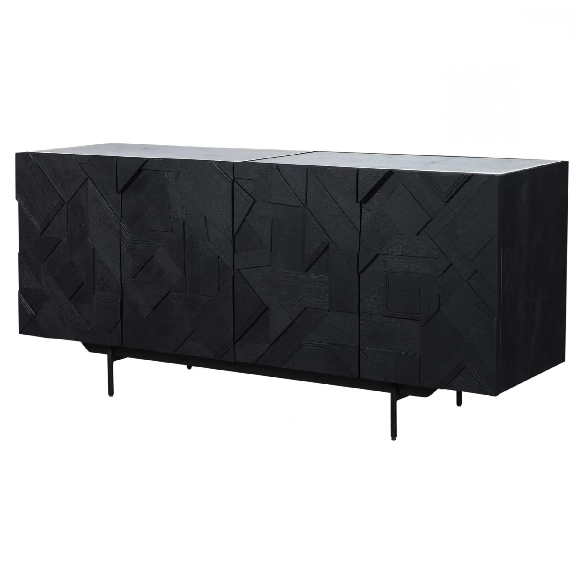 Kamryn 4 Door Sideboard - Black, Mango Wood