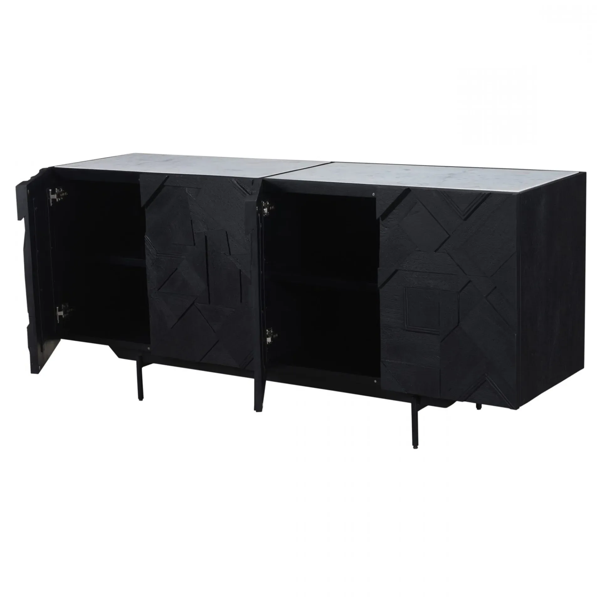 Kamryn 4 Door Sideboard - Black, Mango Wood