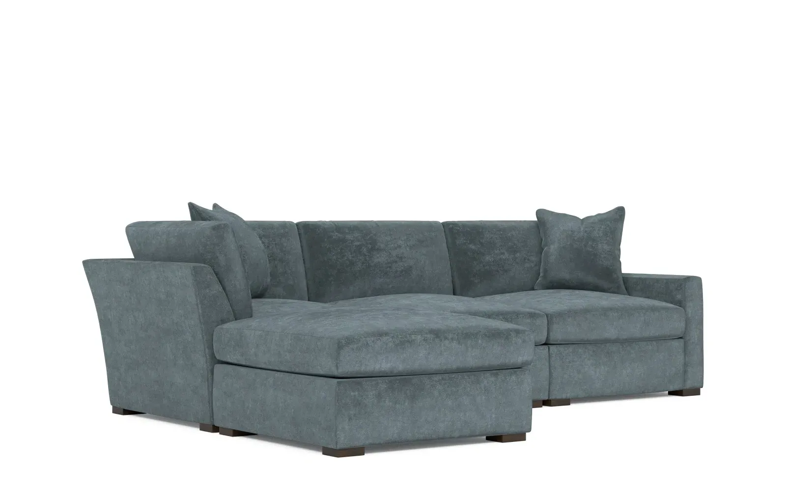 Kamryn 4-Piece Modular Chaise Sectional - Slate Blue, Velvet