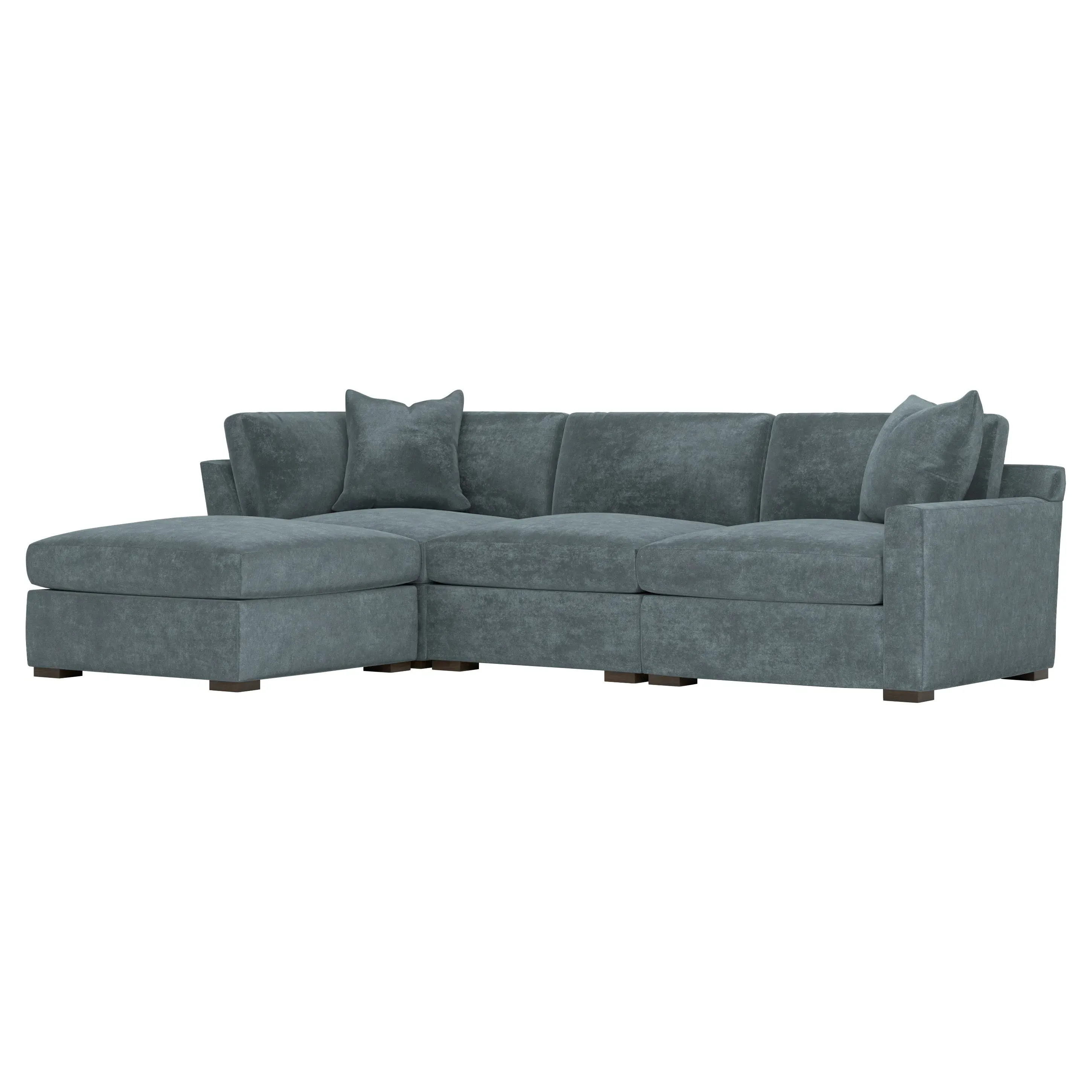 Kamryn 4-Piece Modular Chaise Sectional - Slate Blue, Velvet