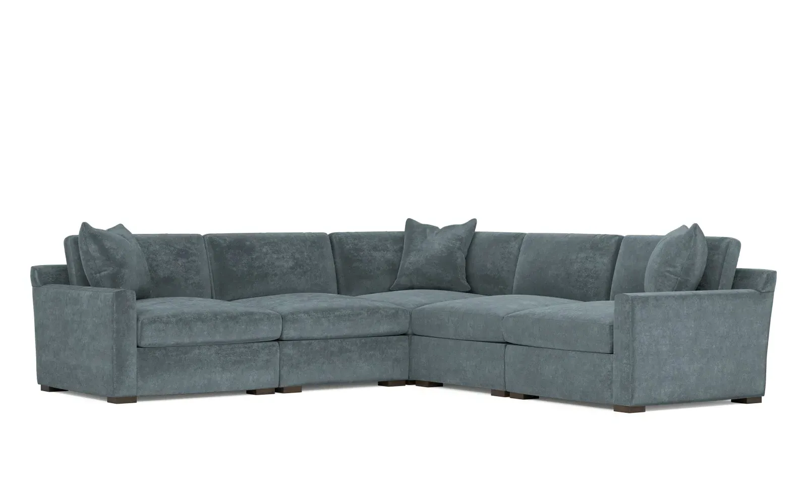 Kamryn 5-Piece Corner Sectional - Slate Blue, Velvet