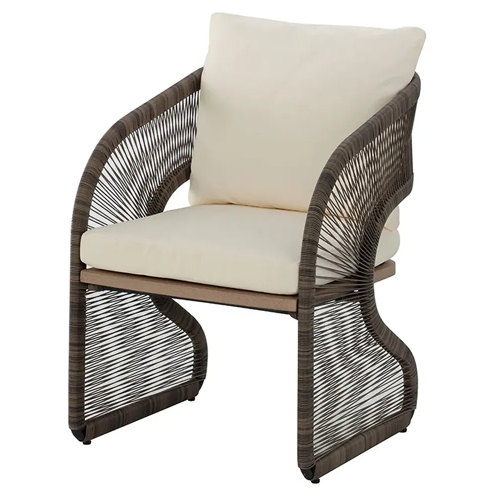 Kanata Wicker Outdoor Dining Chair - Cream, Polyrod