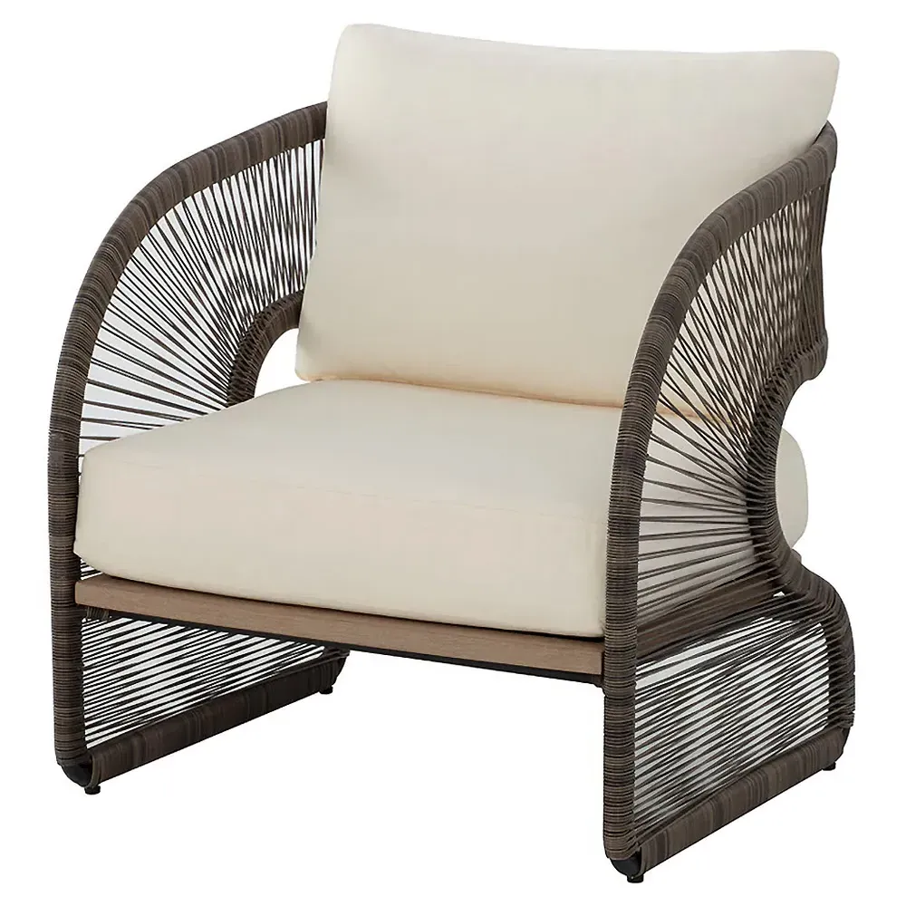 Kanata Wicker Outdoor Lounge Chair - Cream, Polyrod
