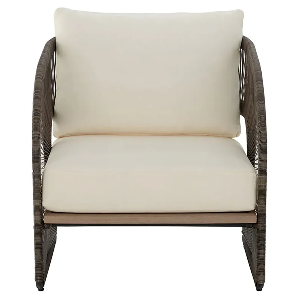 Kanata Wicker Outdoor Lounge Chair - Cream, Polyrod