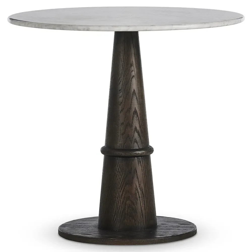 Kane Round Bistro Table - White, Marble