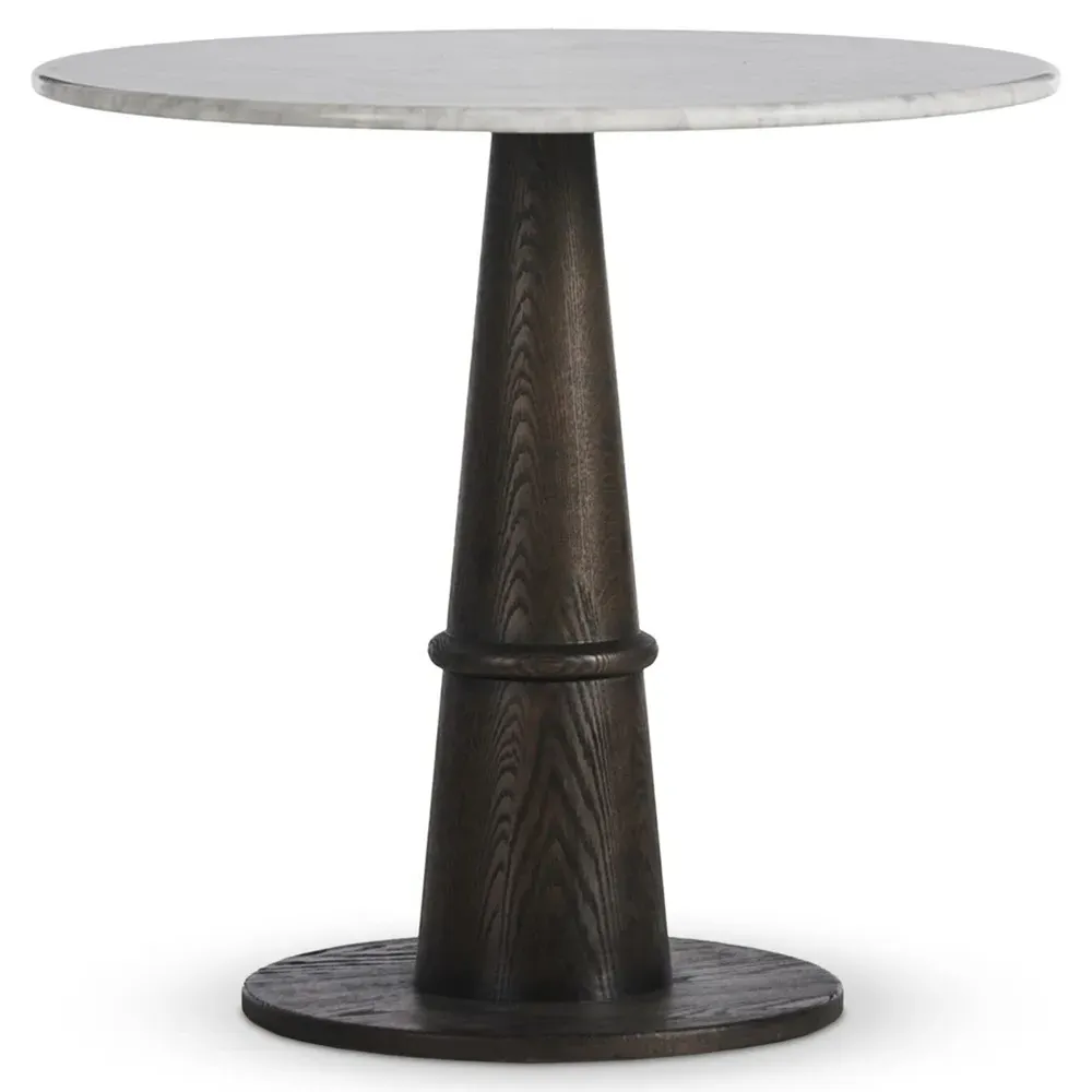 Kane Round Bistro Table - White, Marble