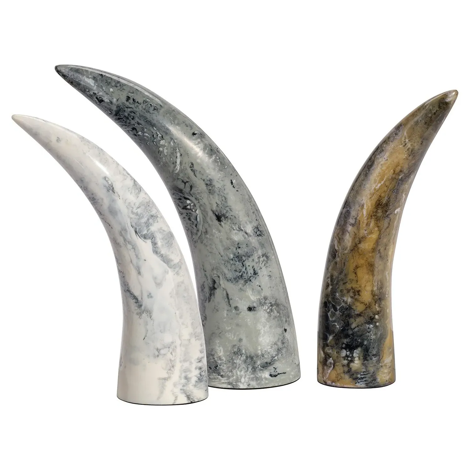 Kaori Horn Sculpture Set of 3 - Grey, Resin image