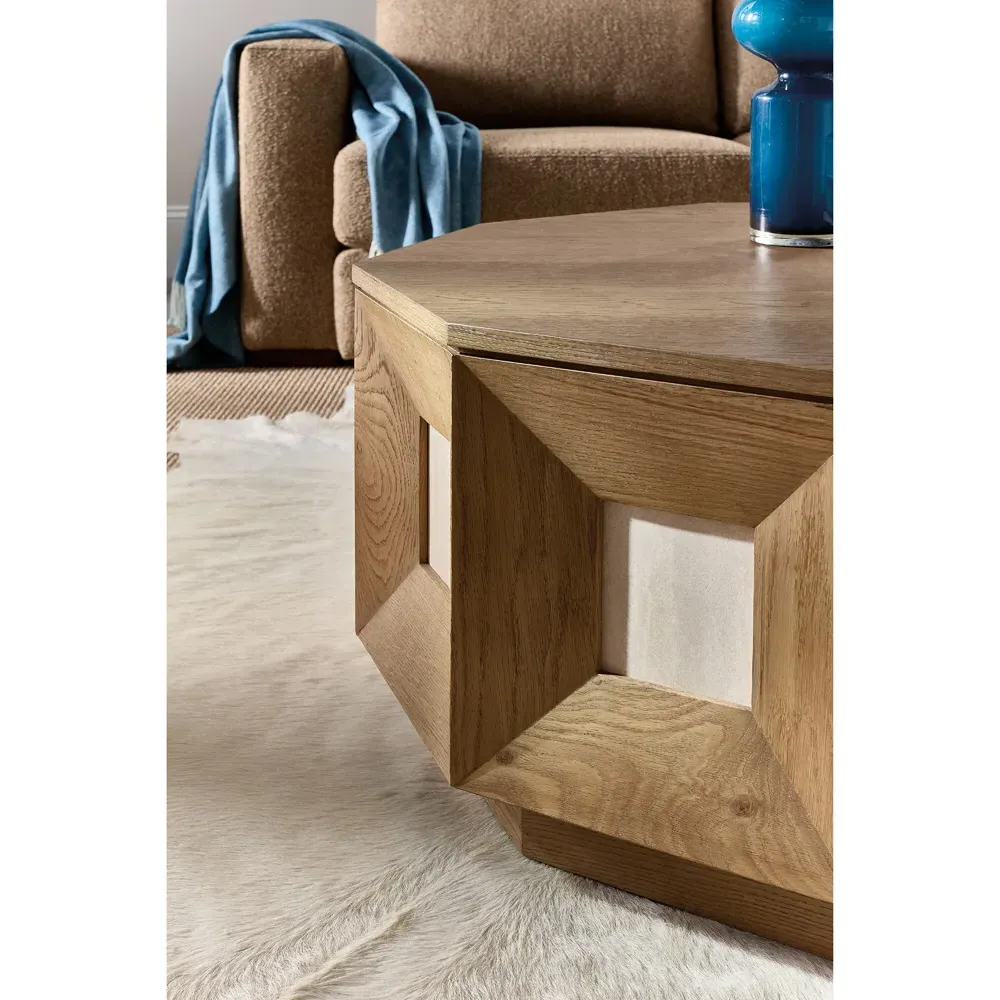 Kara Round Coffee Table - Brown, Oak