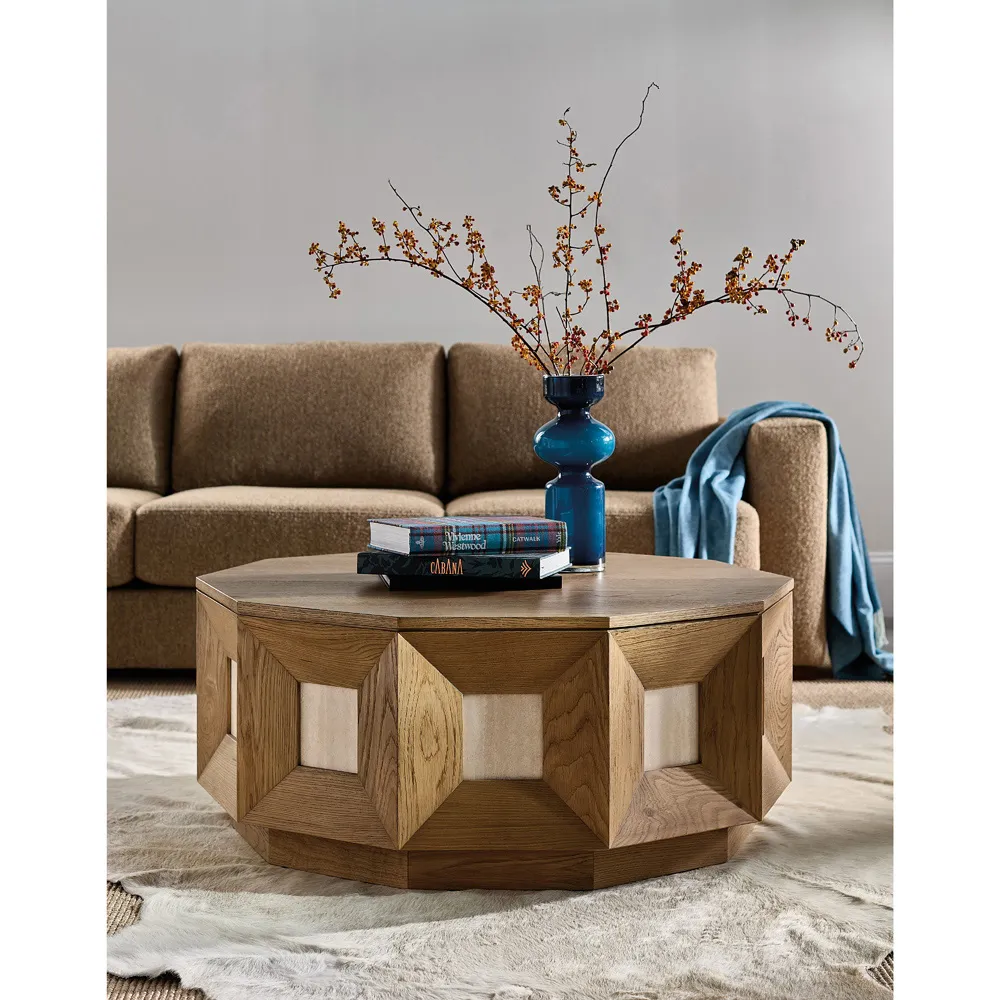 Kara Round Coffee Table - Brown, Oak