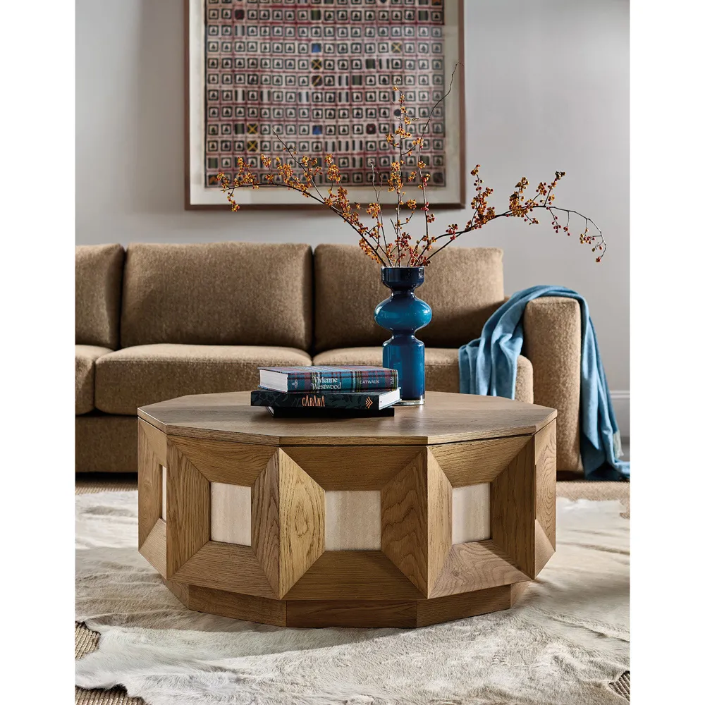 Kara Round Coffee Table - Brown, Oak
