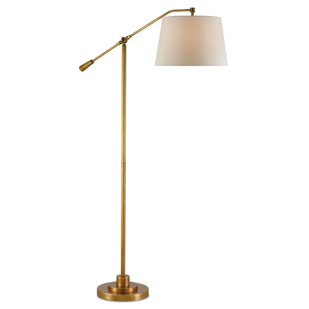 Karayan Swing Arm Floor Lamp - Antique Brass, Metal