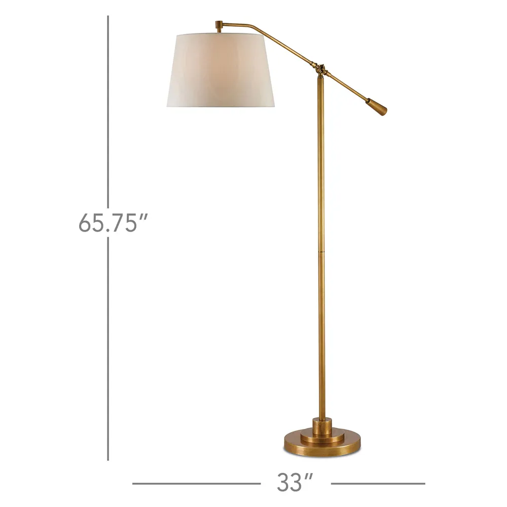 Karayan Swing Arm Floor Lamp - Antique Brass, Metal