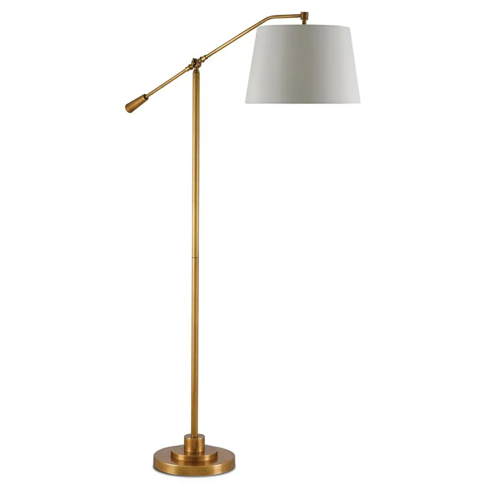 Karayan Swing Arm Floor Lamp - Antique Brass, Metal