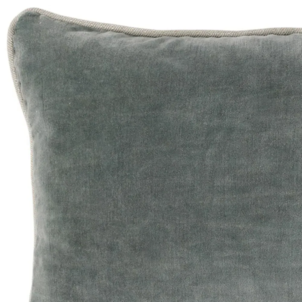 Karen Lumbar Throw Pillow with Natural Piping - Sage Green, Velvet