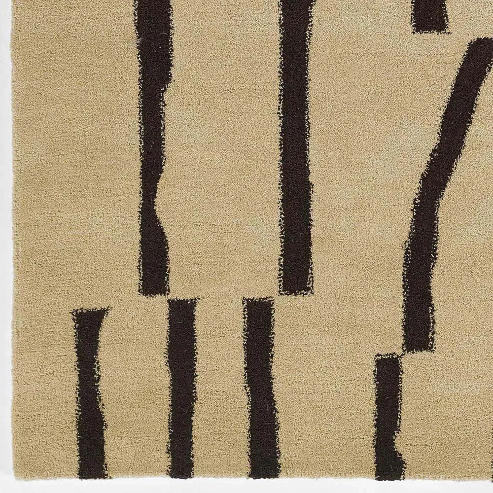 Kari Patterned Rug - Beige, Wool