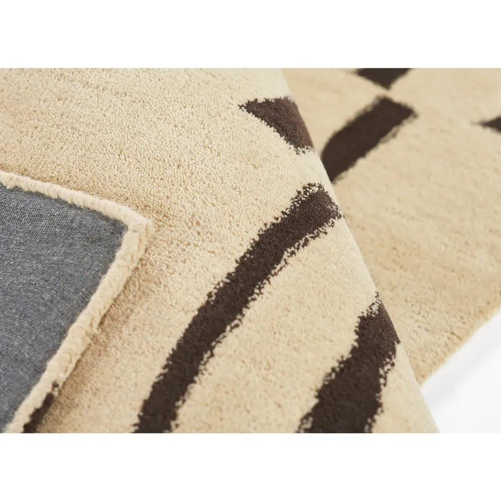 Kari Patterned Rug - Beige, Wool