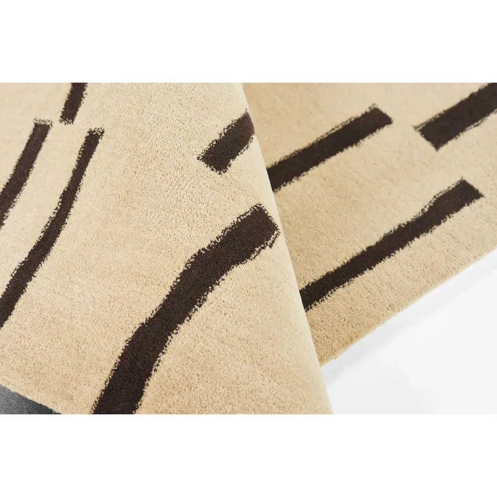 Kari Patterned Rug - Beige, Wool