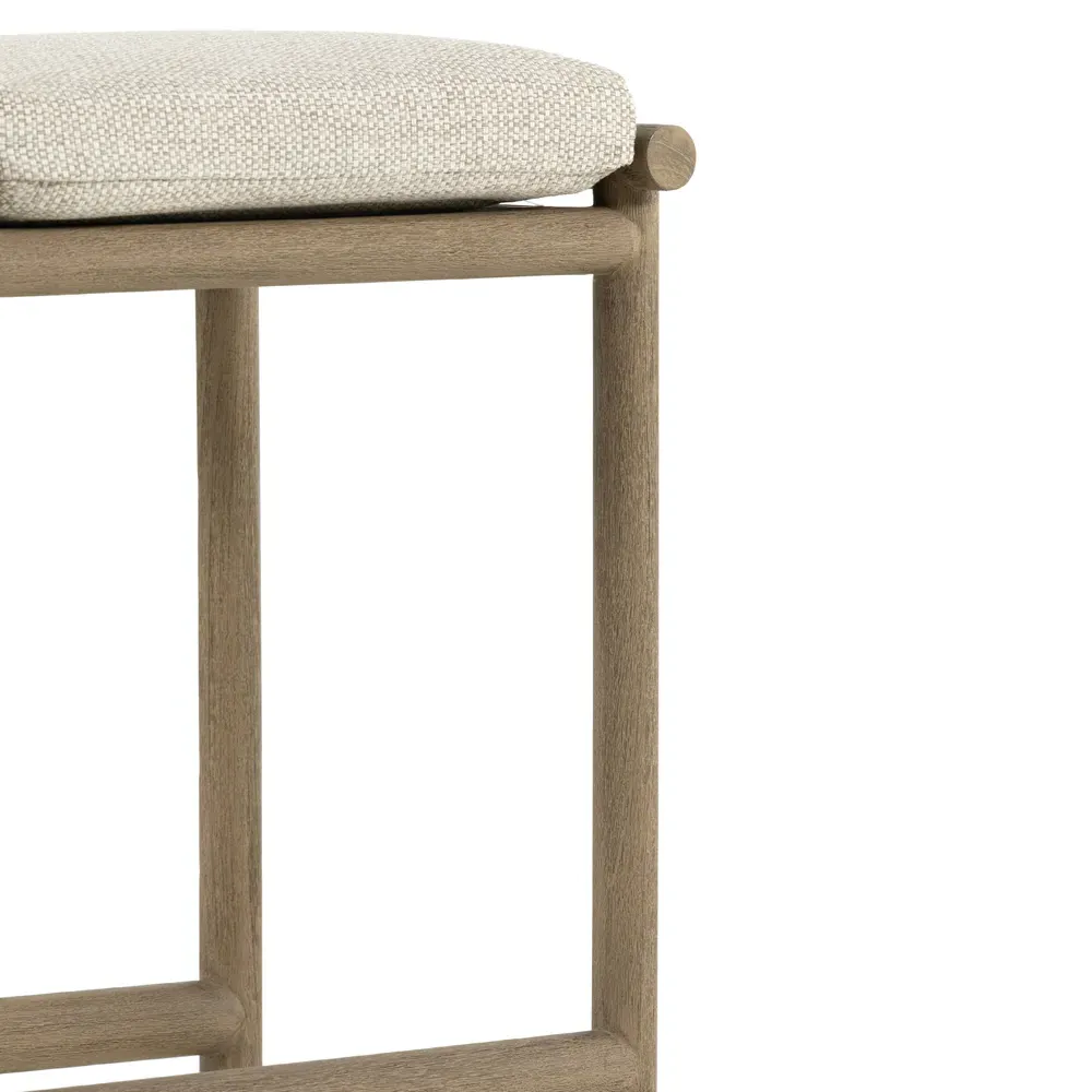 Karimm Upholstered Bar Stool - Beige, Teak