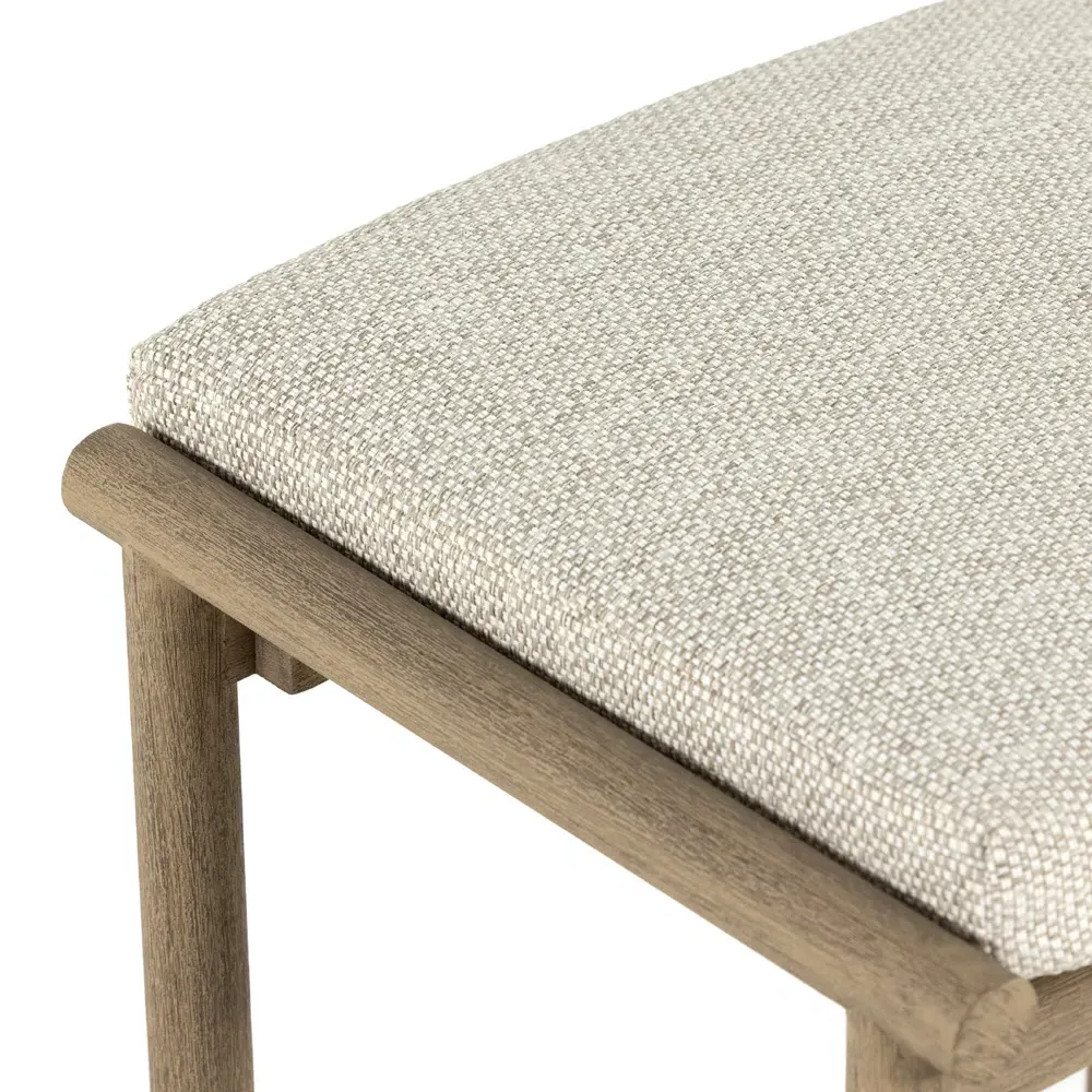Karimm Upholstered Counter Stool - Beige, Teak