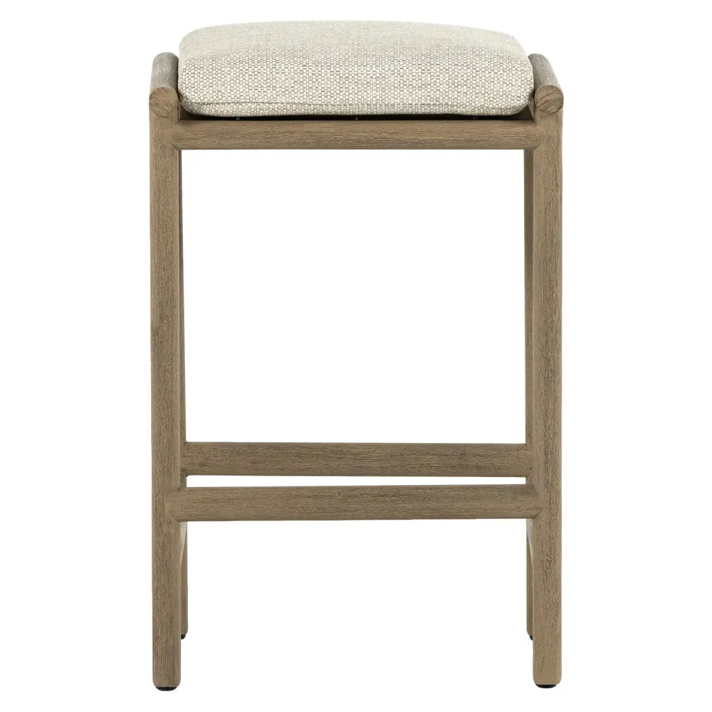 Karimm Upholstered Counter Stool - Beige, Teak image