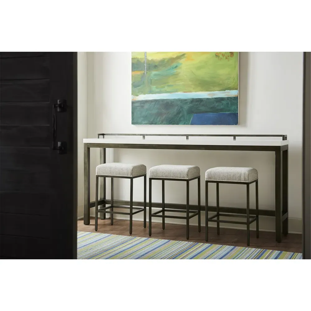 Karina Console Table with Performance Seat Stools - White, Wood