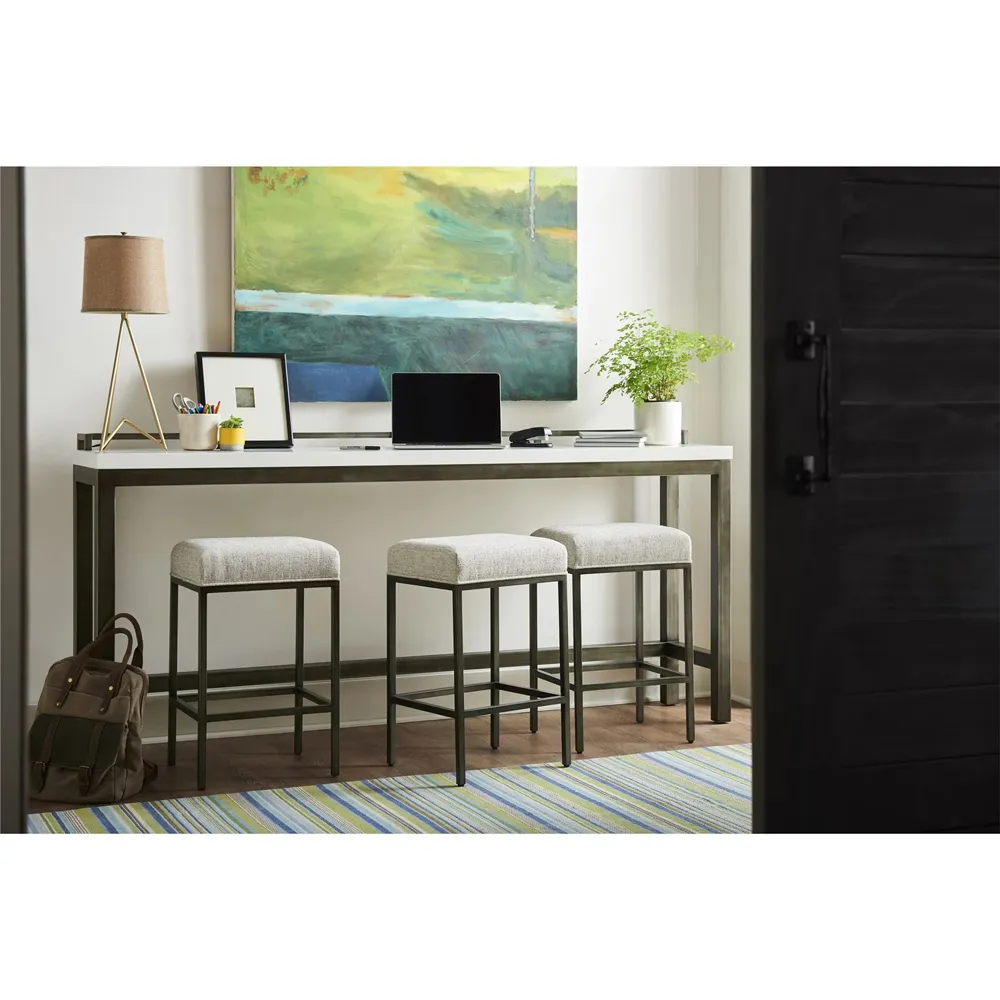 Karina Console Table with Performance Seat Stools - White, Wood