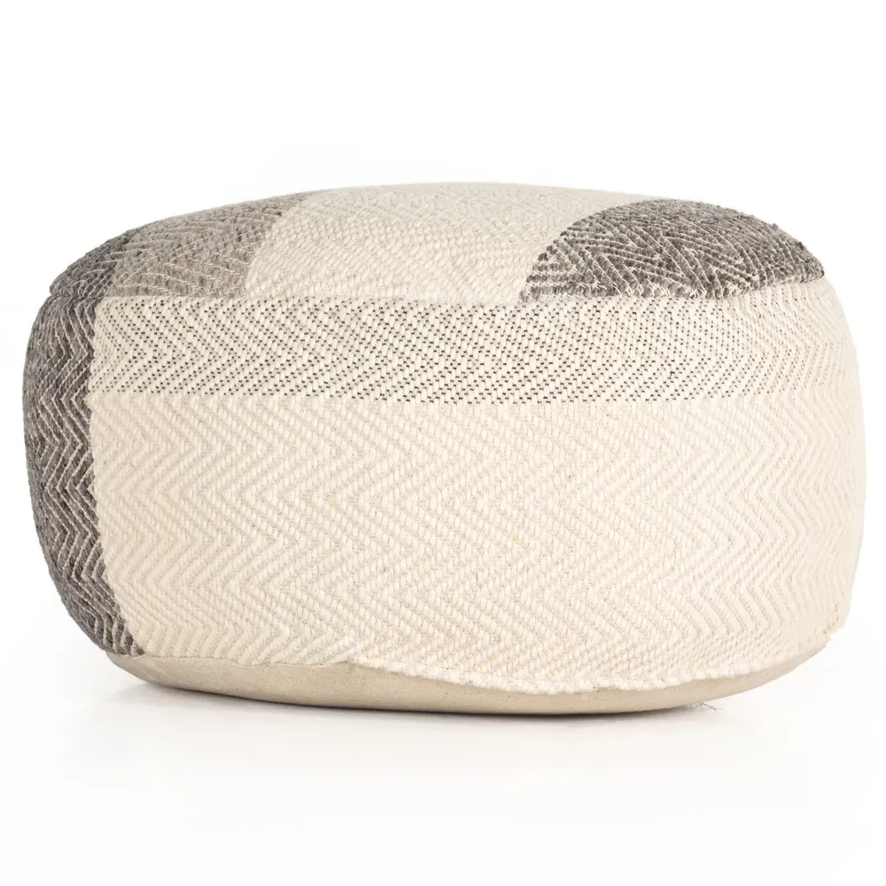 Karina Round Pouf - Cream, Wool