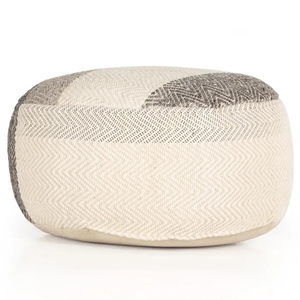 Karina Round Pouf - Cream, Wool