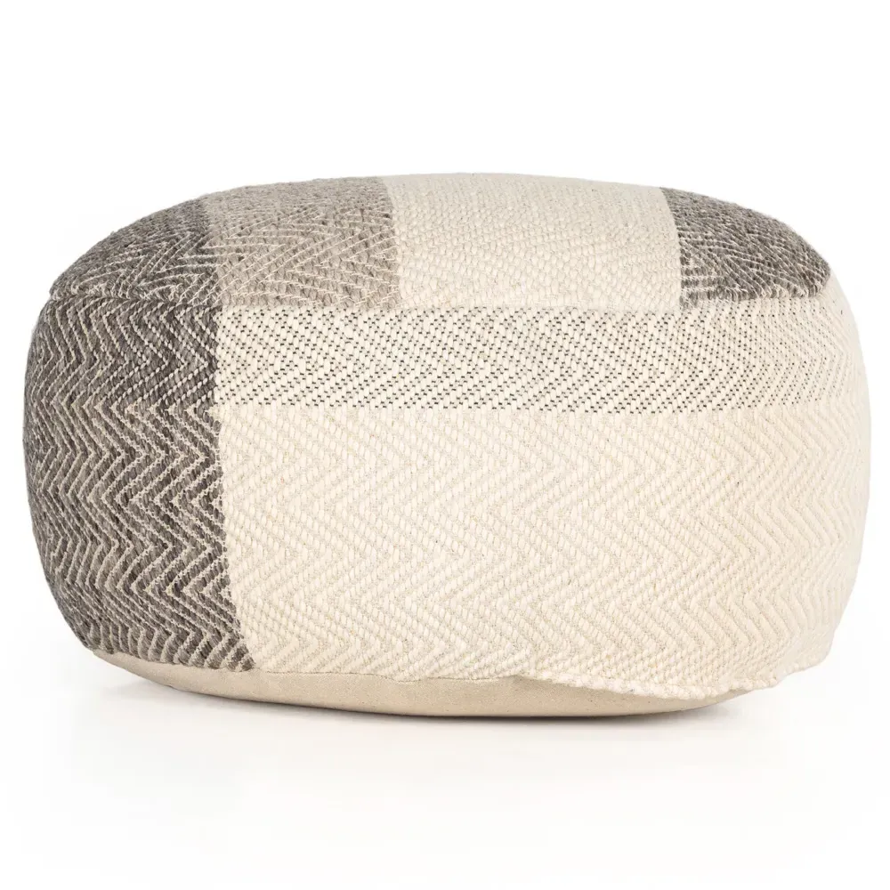 Karina Round Pouf - Cream, Wool