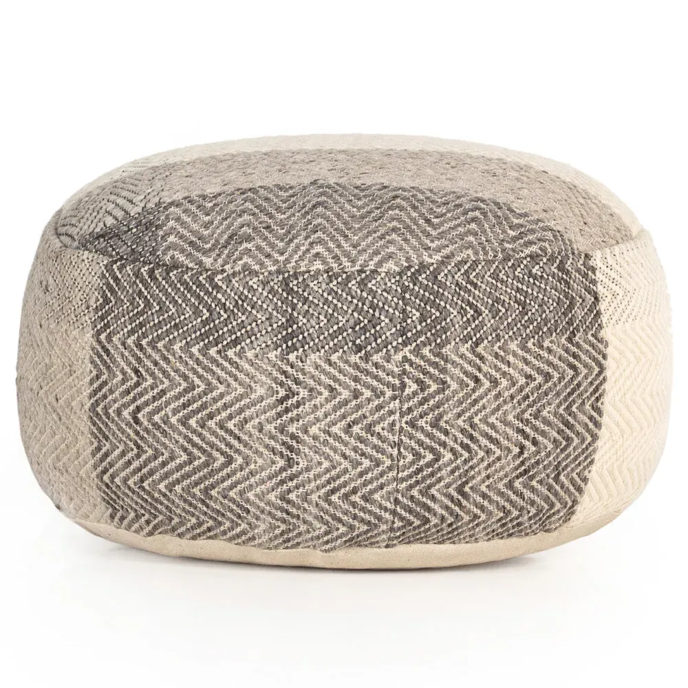 Karina Round Pouf - Cream, Wool