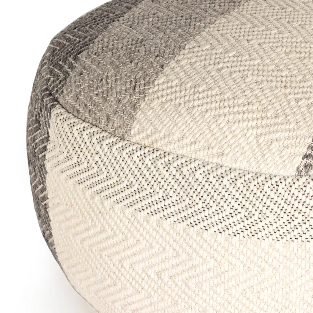 Karina Round Pouf - Cream, Wool