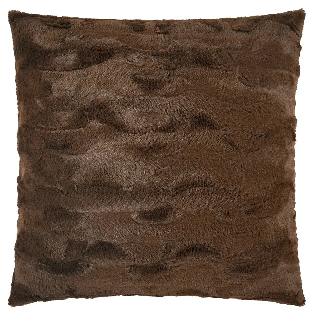 Karine 24x24 Throw Pillow - Brown, Faux Fur