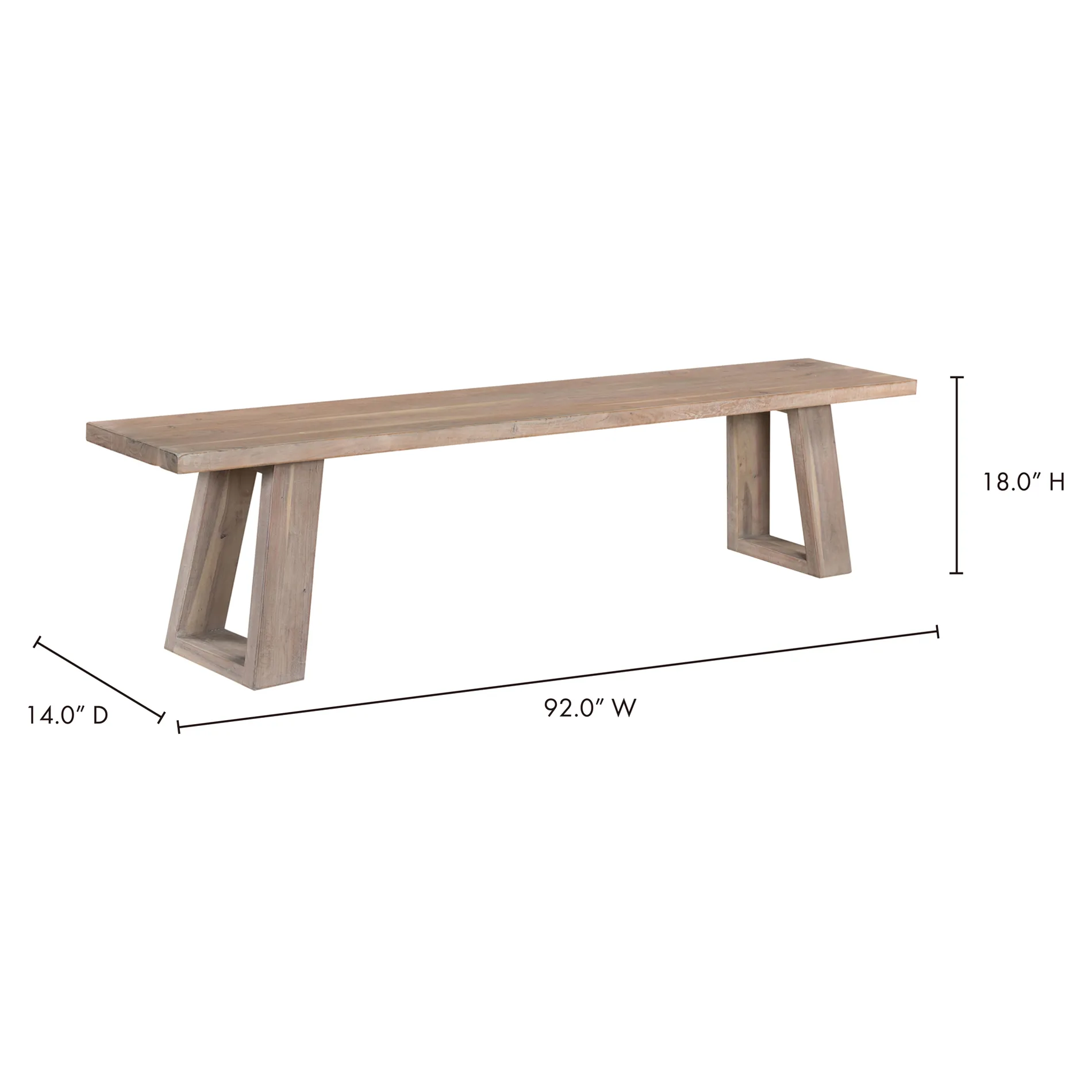 Karlee Dining Bench - White, Acacia Wood