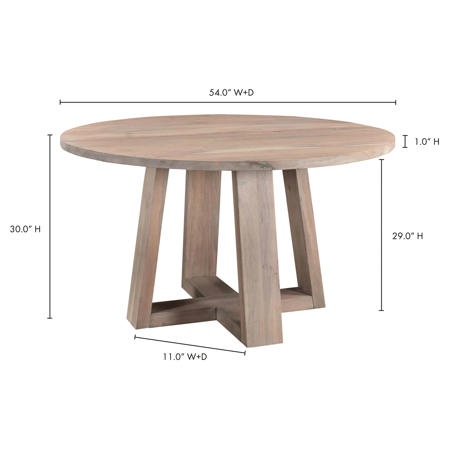Karlee Round Dining Table - White, Acacia Wood