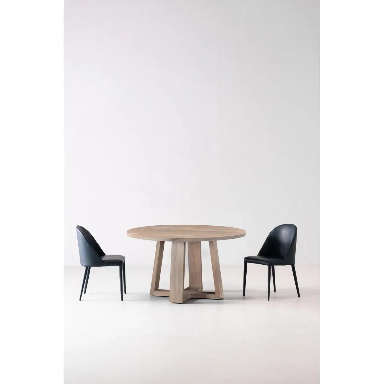 Karlee Round Dining Table - White, Acacia Wood