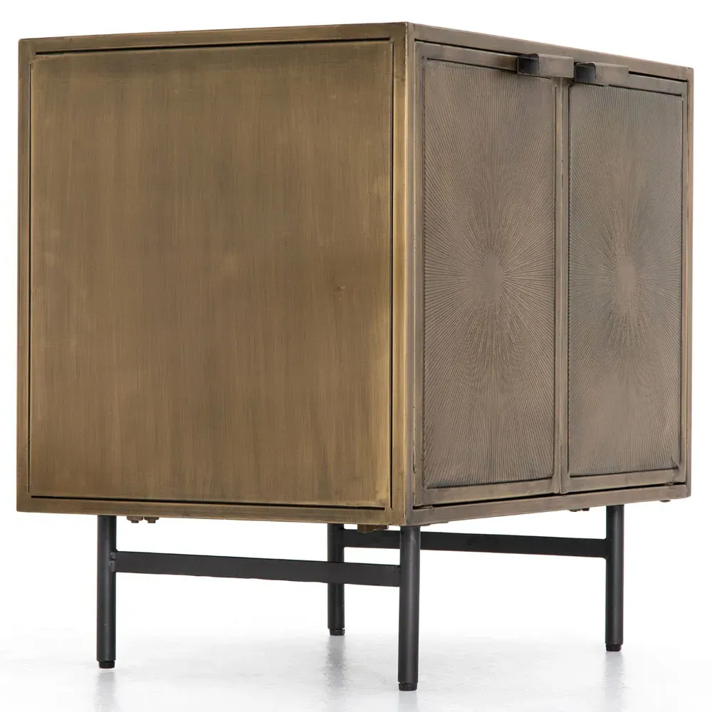Karlin Industrial 2 Door Nightstand - Brass, Iron