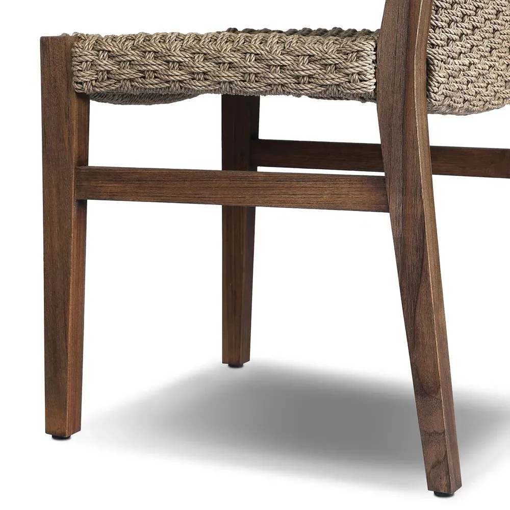Karola Wicker Sling Outdoor Dining Chair - Brown, Teak