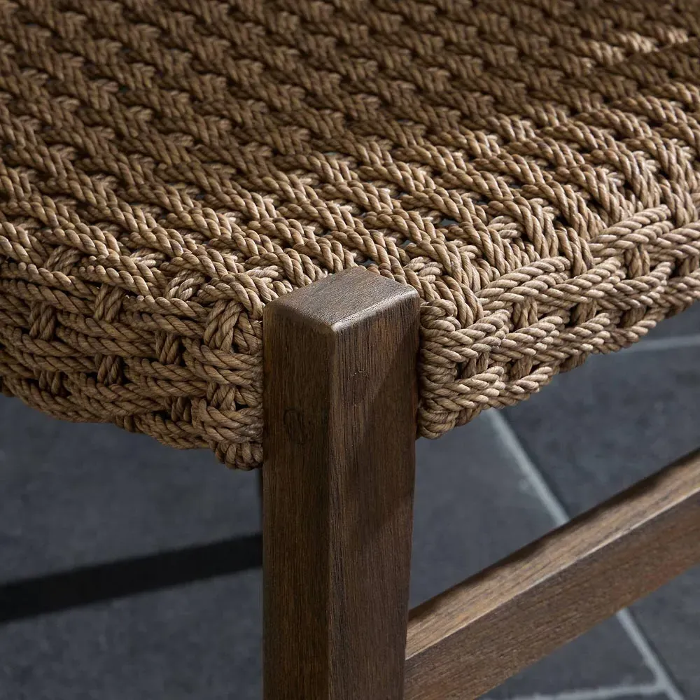 Karola Wicker Sling Outdoor Dining Chair - Brown, Teak