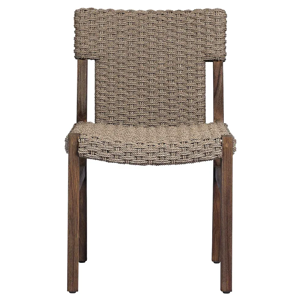 Karola Wicker Sling Outdoor Dining Chair - Brown, Teak image