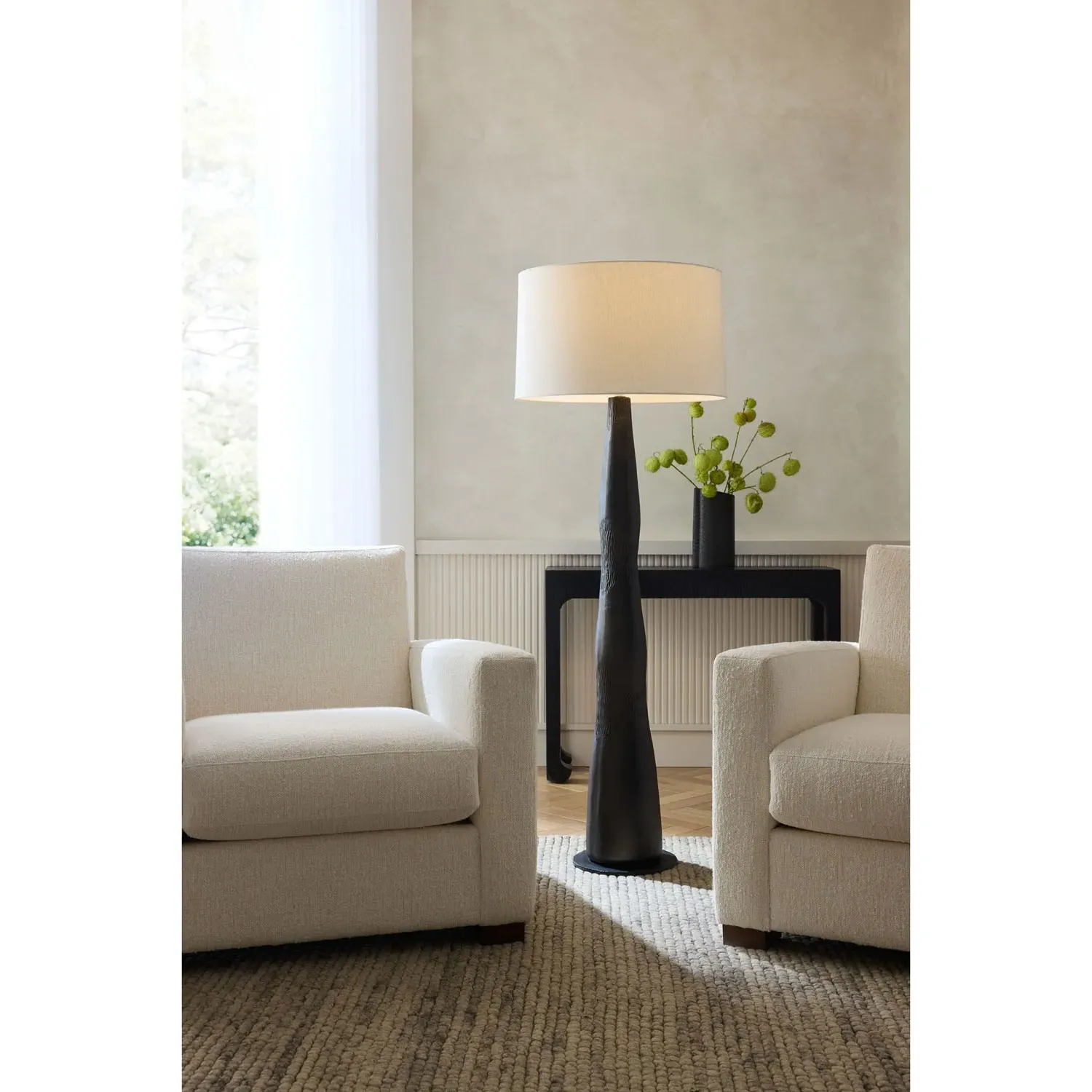 Kash Coastal Column Floor Lamp - Antique Brown, Aluminum