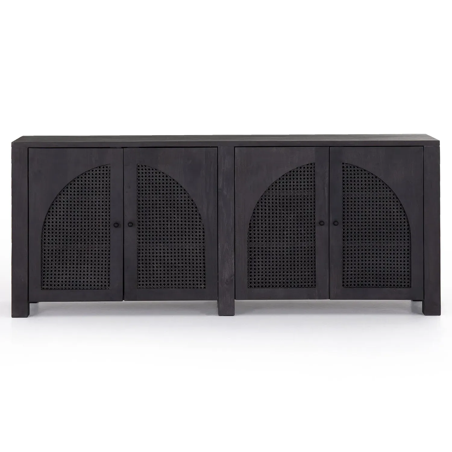 Kashton 4 Door Sideboard with Arched Cane Panels - Black, Mango Wood image