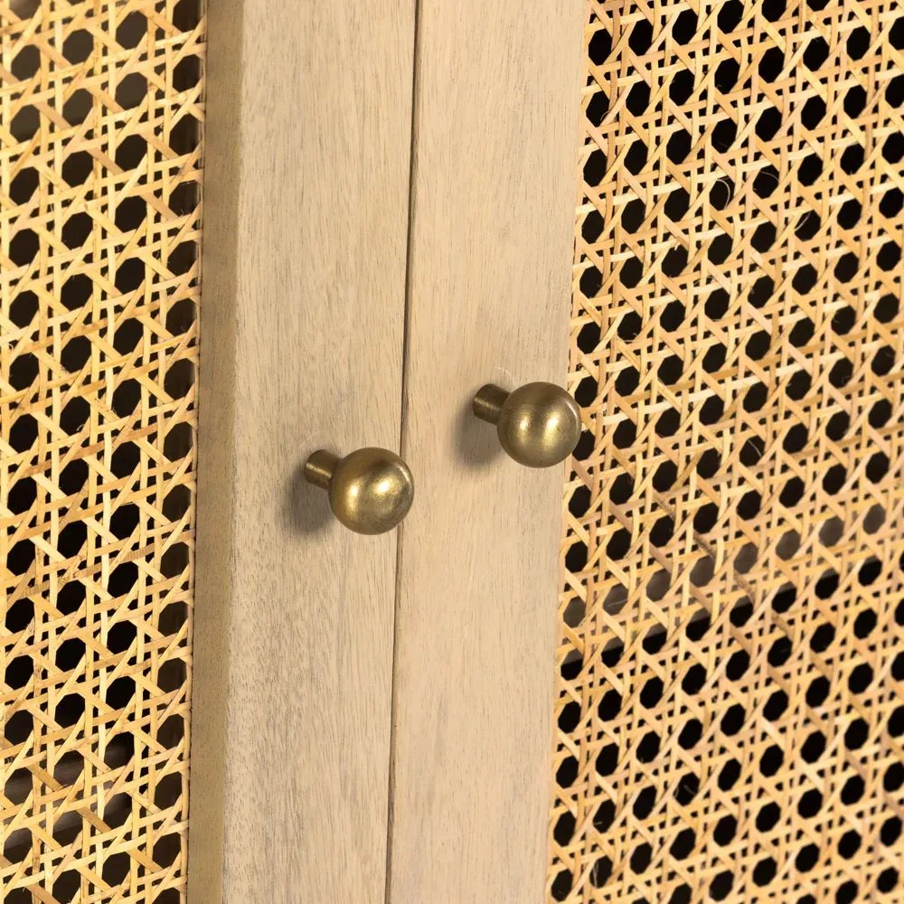 Kashton 4 Door Sideboard with Arched Cane Panels - Brown, Mango Wood