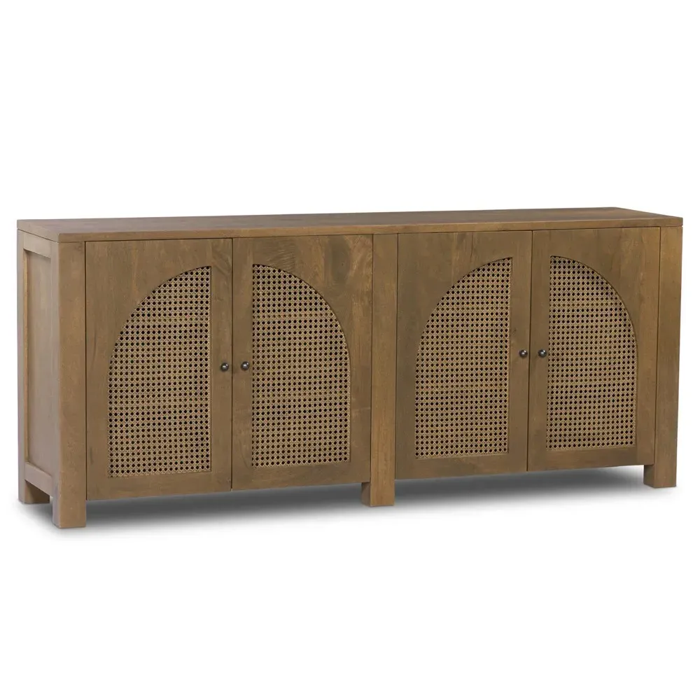 Kashton Sideboard with Arched Cane Doors - Taupe, Mango Wood