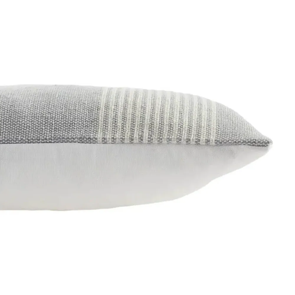 Katara Striped Indoor Outdoor Lumbar Pillow - Grey, PET Yarn