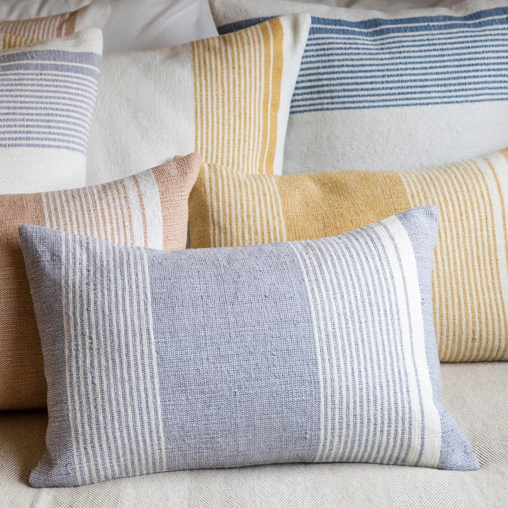 Katara Striped Indoor Outdoor Lumbar Pillow - Grey, PET Yarn