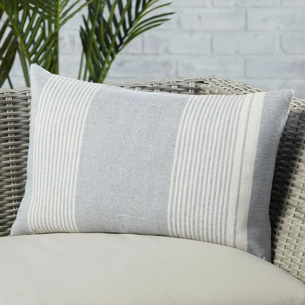 Katara Striped Indoor Outdoor Lumbar Pillow - Grey, PET Yarn